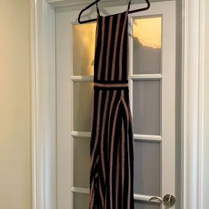 Joie jumpsuit. 100% linen. Halter top tie back. open in back.  Full length leg